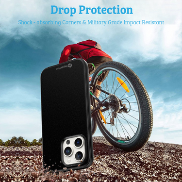 iPhone 15 Pro Shockproof Case Cover with Wireless Charging Support - Easy Grip, Slip-Proof, Screen & Camera Lens Guard - Black